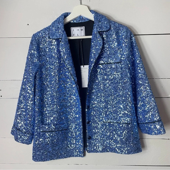 ITMFL In The Mood For Love Blue Sequin Suit Size S - Picture 2 of 13